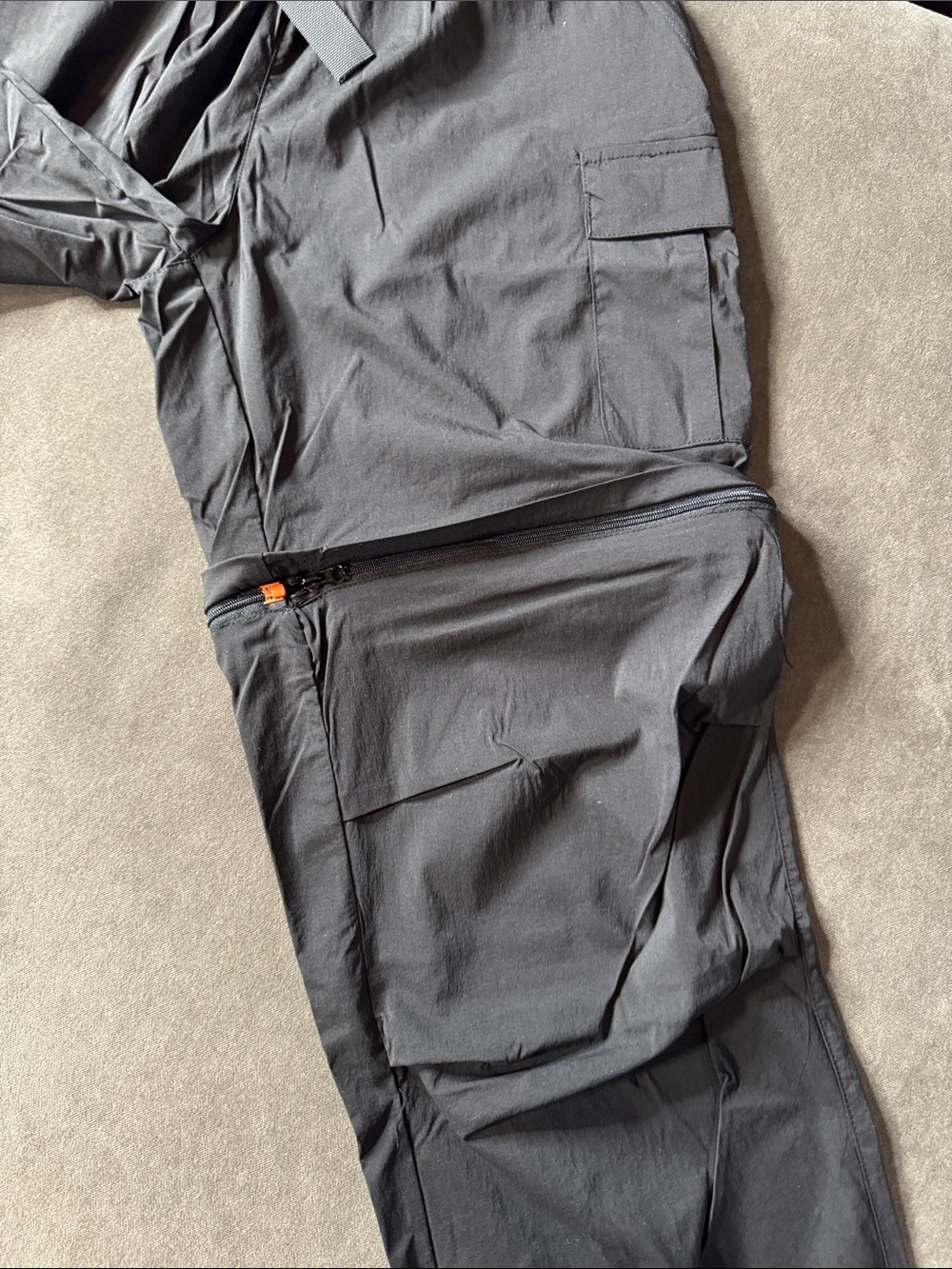 Mens Black Convertible Cargo Pants Shorts Water-Resistant Zip Pocket *LARGE READ - Picture 9 of 15